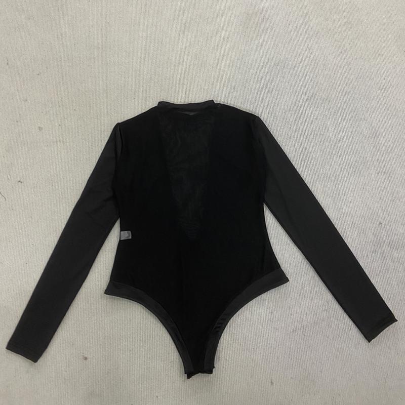 Y2K Spring and Summer Fashionable and Sexy Deep V-Perspective Mesh Splicing Long Sleeve Jumpsuit