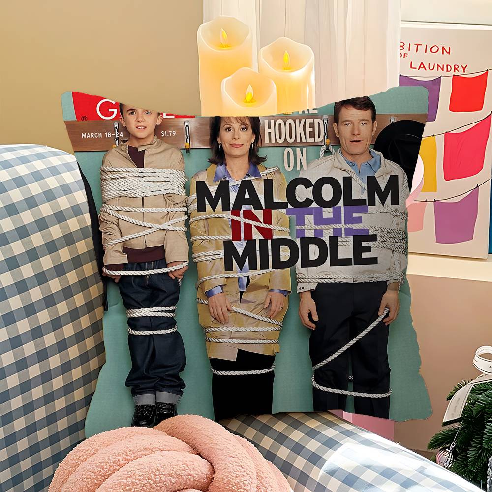 M-Malcolm In The Middle Pillow Covers Cartoon Sofa Decorative Home Double-sided Printing Short Plush Cute Cushion Cover