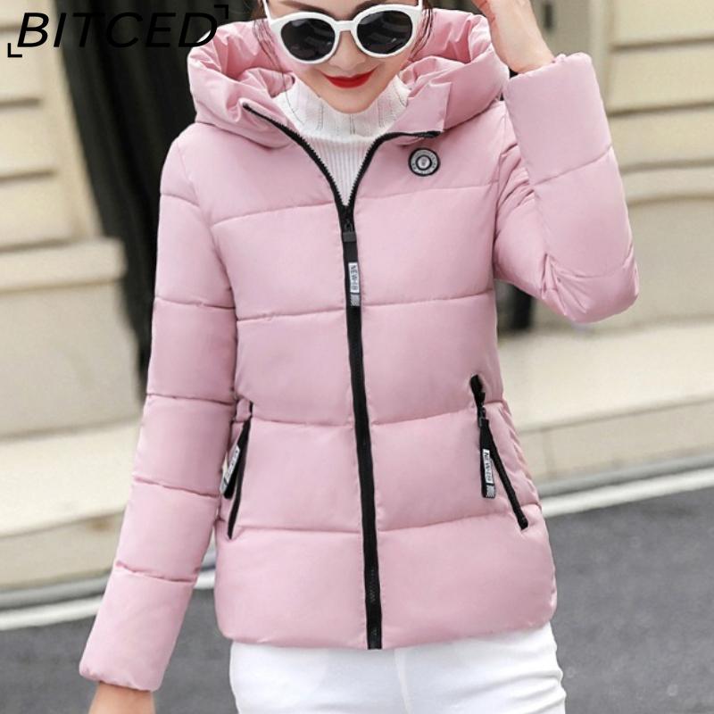 

BITCED Plus Size Winter Slim-Fit Women s Down-Filled Cotton Jacket - Short-Length Quilted Coat for Flattering Silhouette M розовый