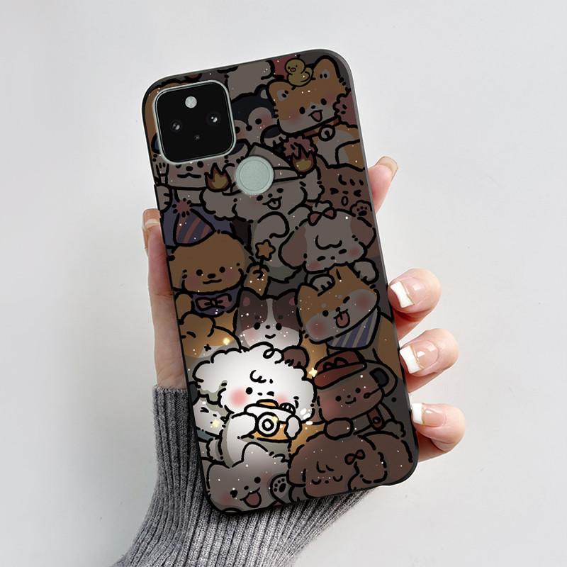 For Google Pixel 5 5A Case Cute Cat Cartoon Love Heart Silicone Soft TPU Back Cover For Pixel 5 5a Shockproof Protective Coque