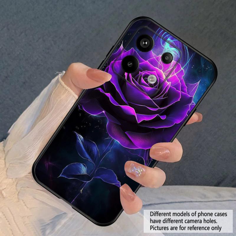 Dark Purple Rose For Redmi Note 10 11 Note12S 12 13 14 Pro Plus 5G 14S 4G 13ProPlus 9S 9 P ro 13C 14C silicone soft phone case