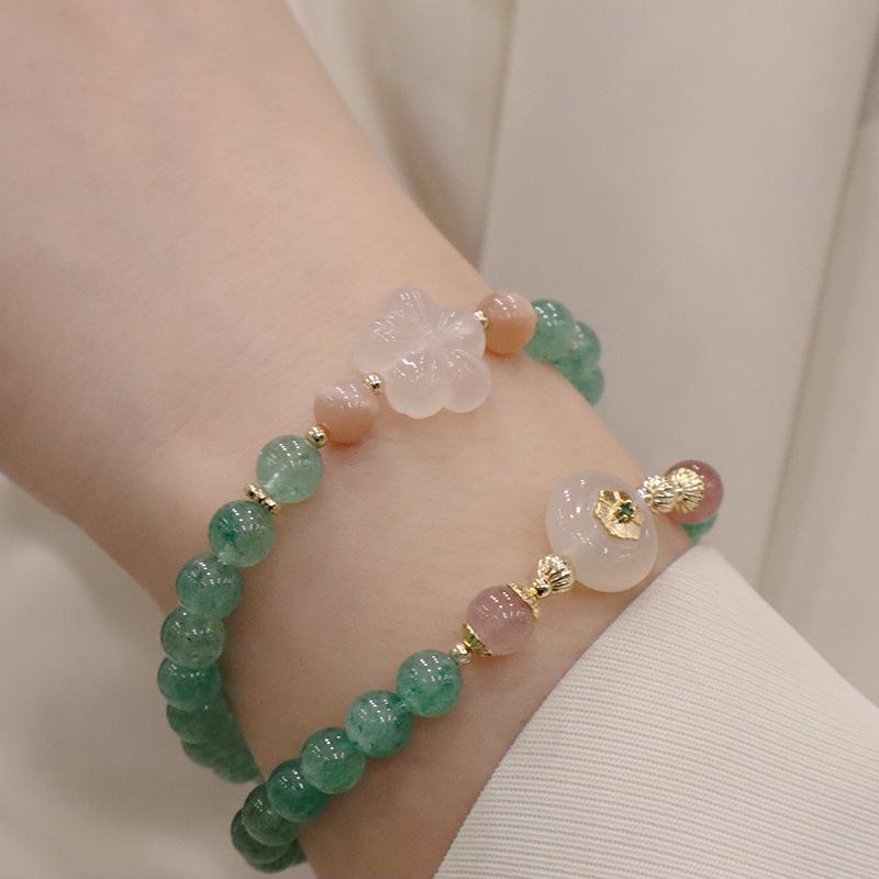 Green Strawberry Crystal Flower Bracelet Bracelet Bangles Women Fashion Jewelry Accessories Gift
