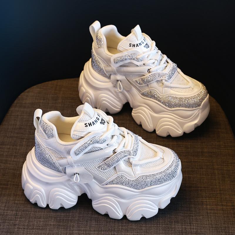 

Fashion 10CM Air Mesh Microfiber Leather Vulcanize Platform Wedge Flats Comfy Summer Autumn Chunky Sneaker Hollow Women Sandals Shoes 39 белый