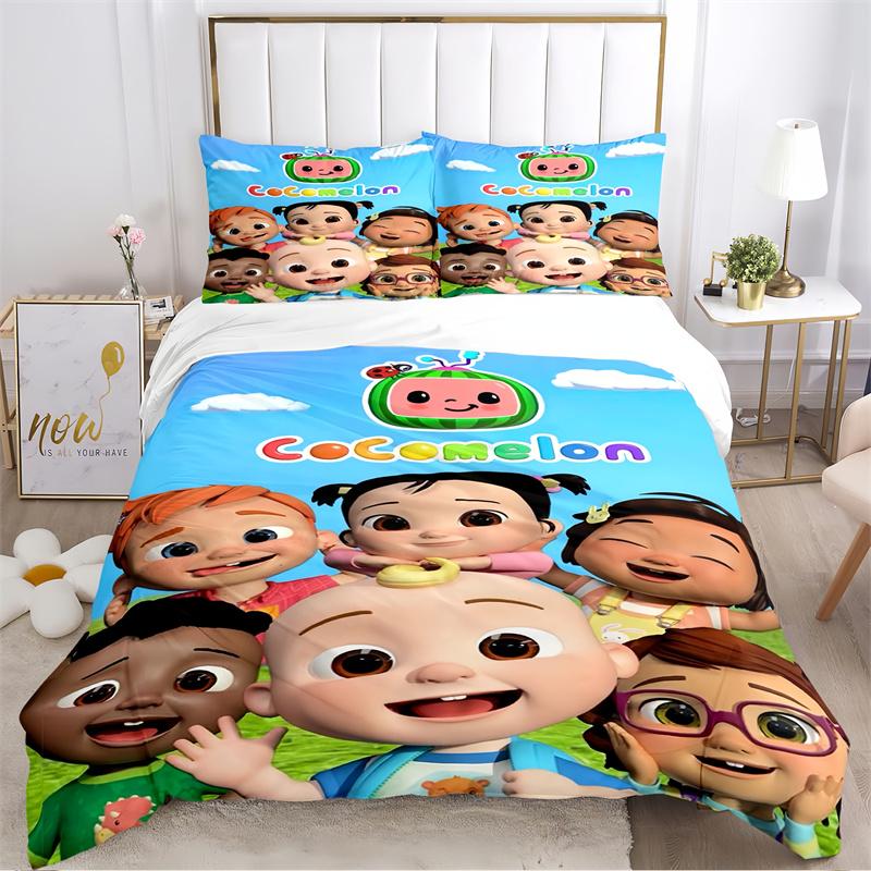 Cartoon Kids Singing Characters Blue Print