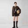 ELLE French Vintage Style Shearling Fashion Design Casual Loose Plush Leather Jacket Women jackets EF52678