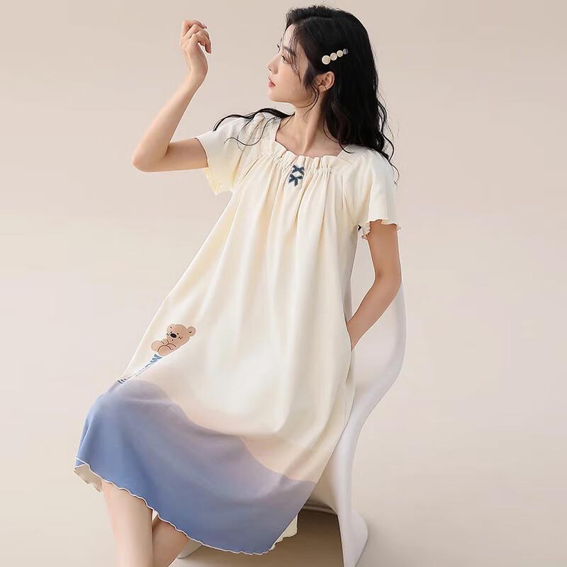 Women's Pure Cotton Short Sleeve Nightgown Dress