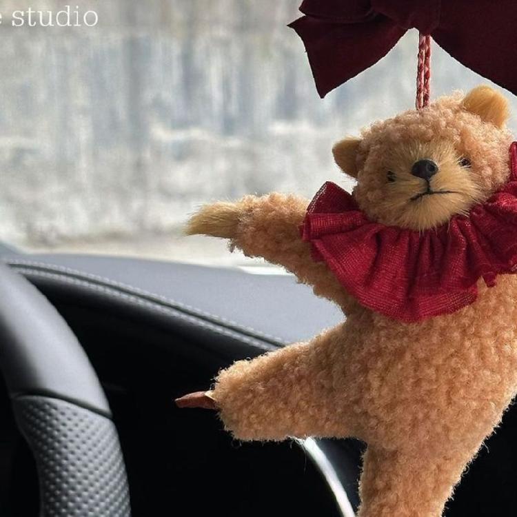 Ballet Bear Keychain Plush Hanging Ornament for Bags Keys Car Interior Pendant Decoration Daily Use Keyring Accessories