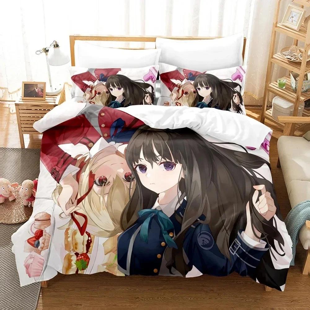 3D Anime Lycoris Recoil Bedding Set Printed Bed Set With Pillowcase Bed Duvet Cover Soft Single Double Queen Super King Size