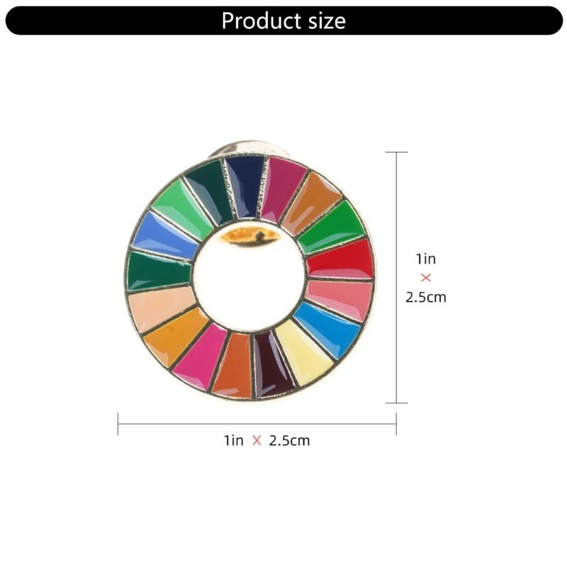 Creative Sustainable Development Goals Brooch Badge Banquet Scarf Pins United Nations SDGs Rainbow Pin Clothes Lapel