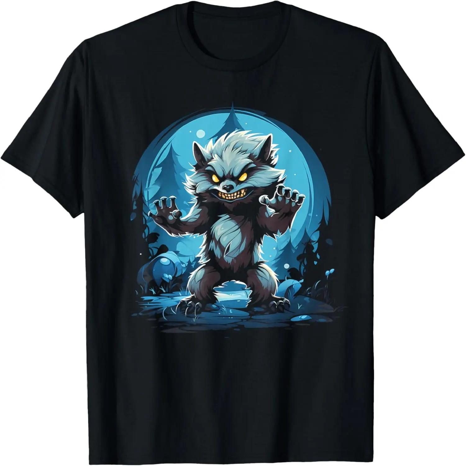 Страшный Оборотень Полная Луна Хэллоуин Костюм Ужас Оборотень Футболка S