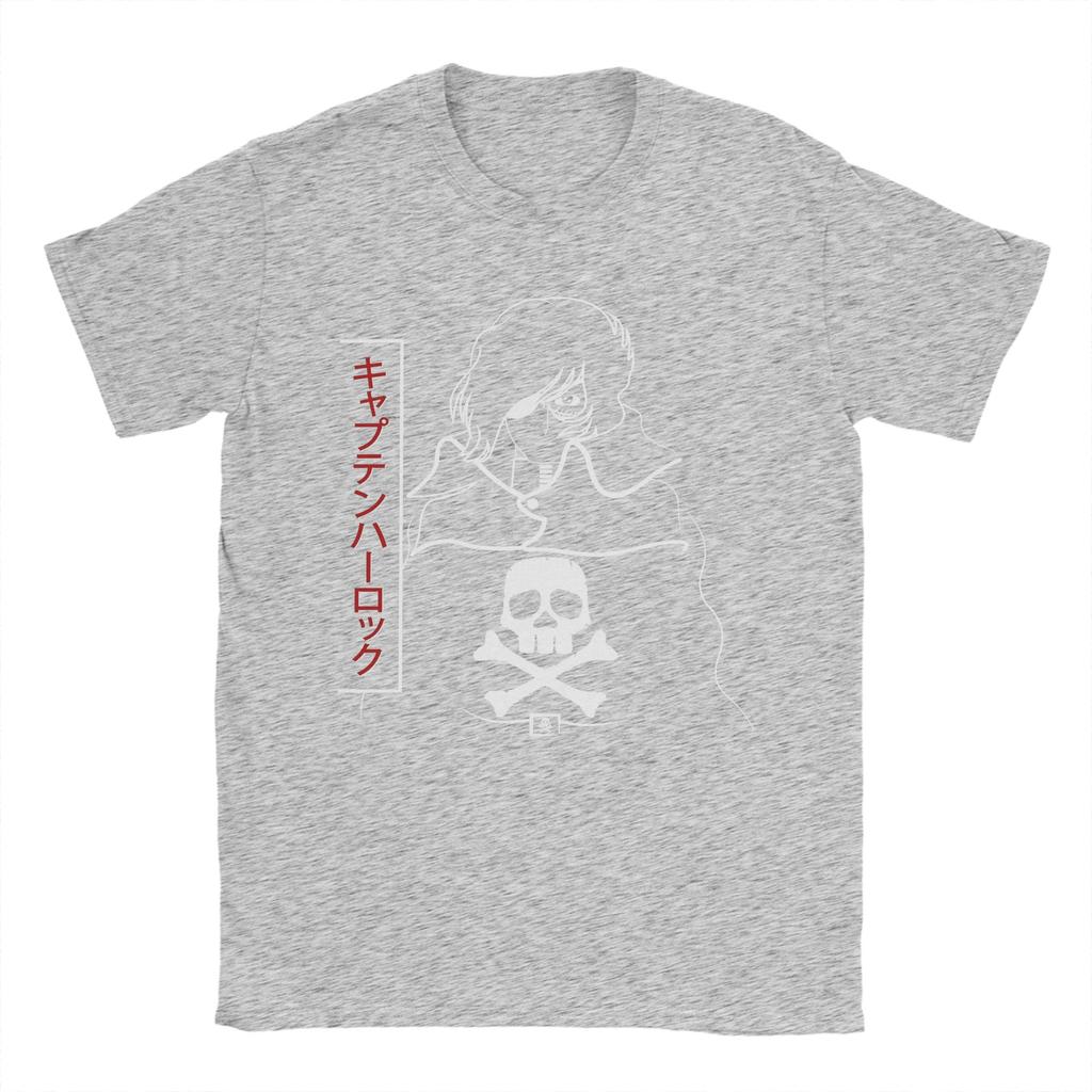 Space Pirate Captain Harlock Albator T-Shirts for Men Casual Cotton Tees Round Neck Short Sleeve T Shirt Graphic Clothes