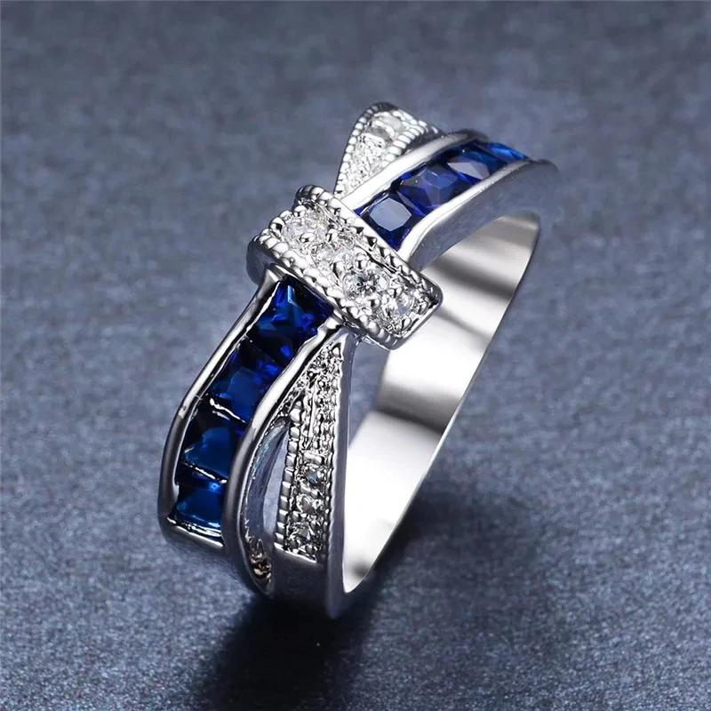 URMYLADY Classic 925 Sterling Silver Diamond 8 Size Rings For Women Colored Zircon Fashion Jewelry