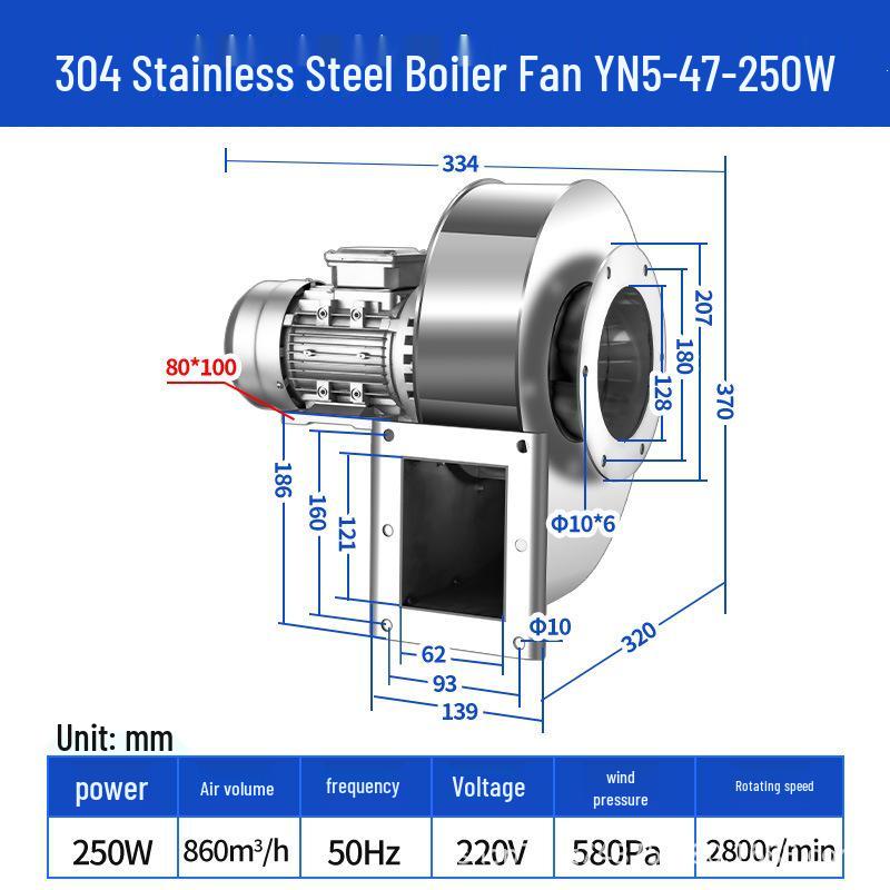 High-Temperature Resistant Stainless Steel Boiler Induced Draft Fan, Dust Removal, 380V/220V
