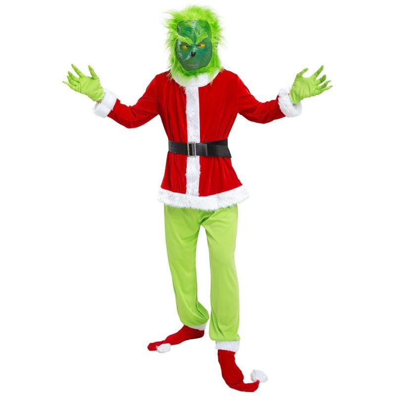 Christmas Costume Green Hair Monster in disguise Thief Monster Jay Grinch Costume, Neutral Santa Claus Costume