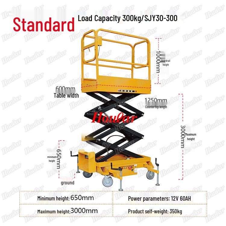 Electric Hydraulic Scissor Lift Cart - Mobile Flatbed Trolley