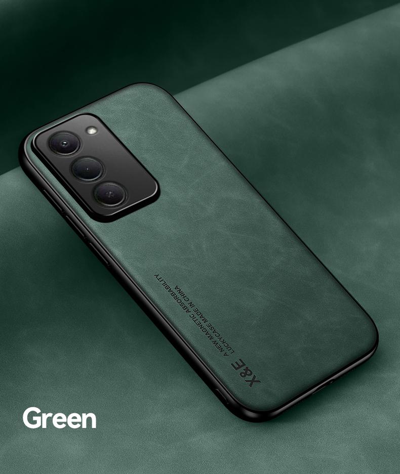 

Модний Шкіряний Чохол Funda для Xiaomi Redmi 15 Ультратонкий Автомагнітний Захисний Чохол Capa Redmi 15 4G 171mm зелений
