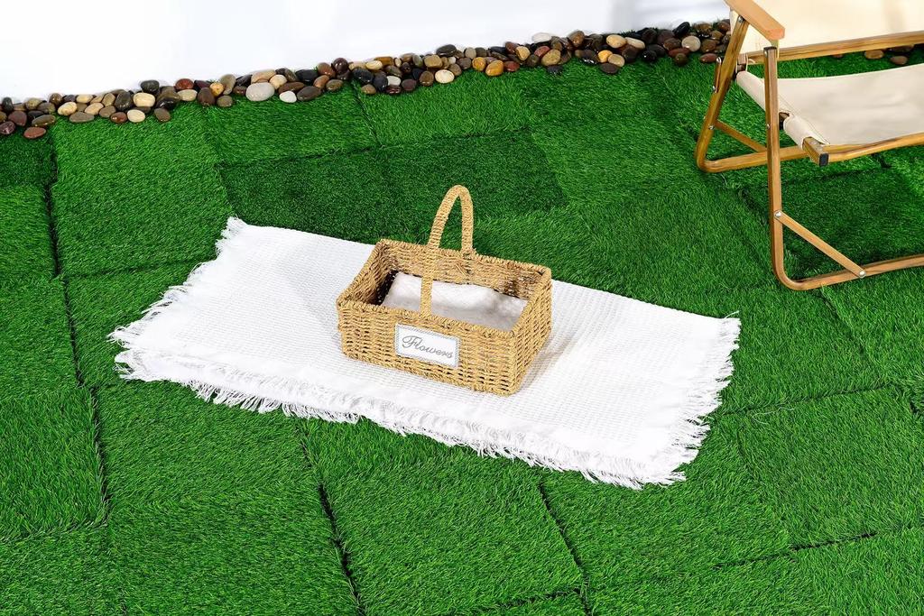 Artificial Lawn 36pcs Interlocking Artificial Grass Tiles For Patio, Balcony, Backyard, Artificial Turf Floor, 12x12 inches,Green