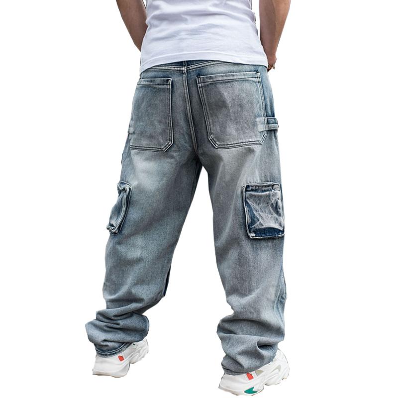 Jeans für Herren, gerade Jeans, Cargohose, Biker-Jeans, Herren, Baggy, lockere blaue Jeans