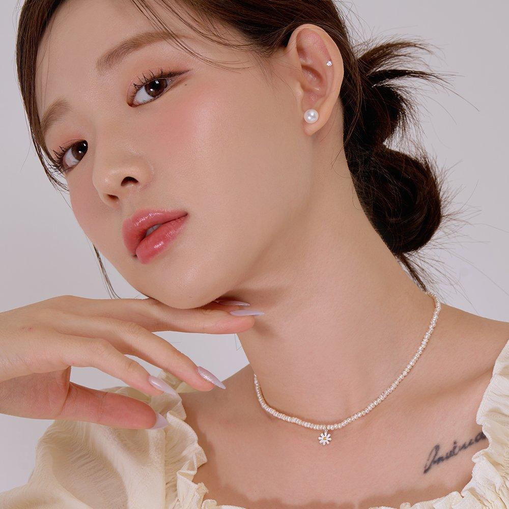 925 Silver Noah Daisy Natural Freshwater Pearl Necklace W