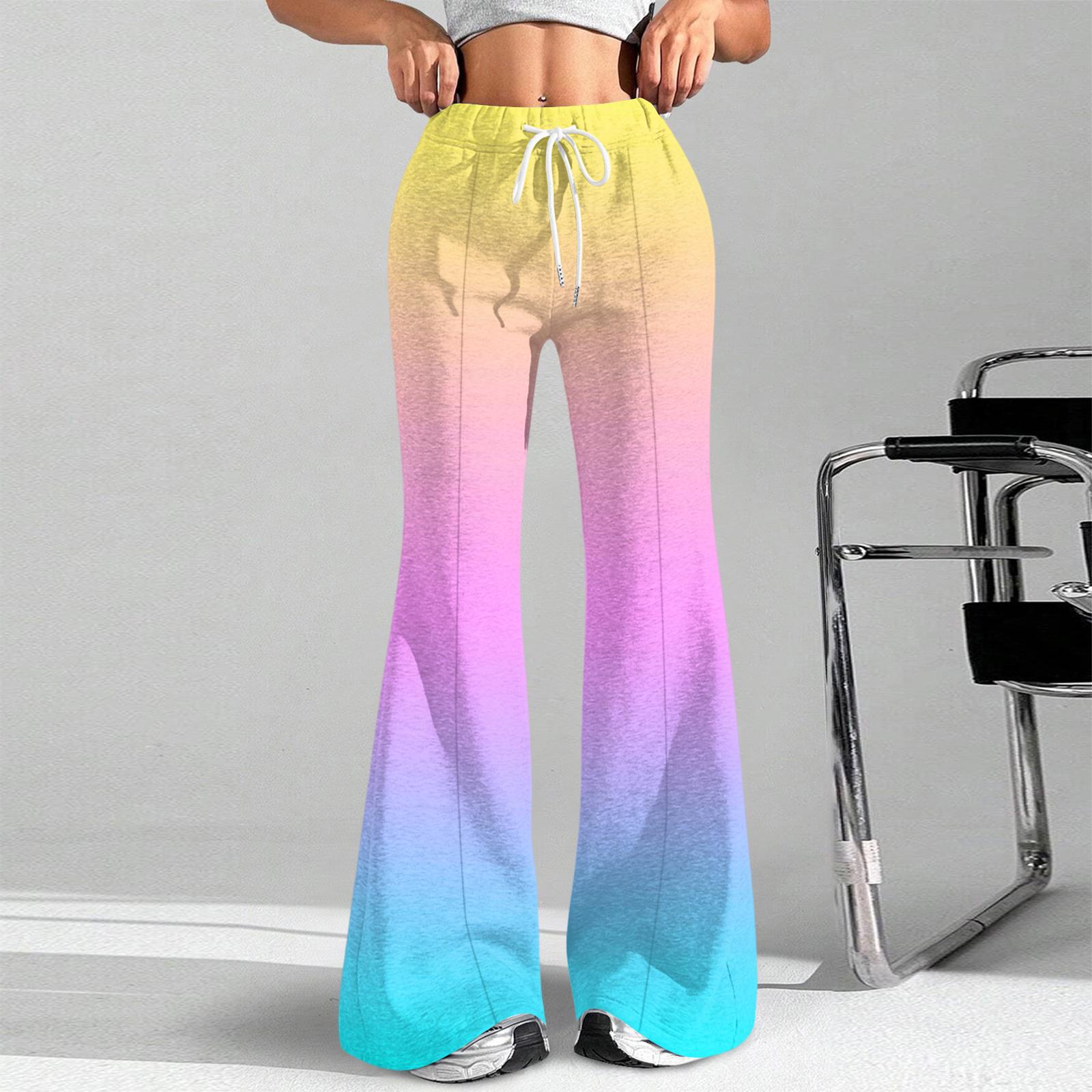 

Женские модные свободные спортивные брюки с градиентным принтом и кулиской на талии, повседневные брюки клеш XL жёлтый