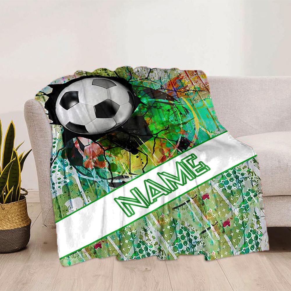 Football Player Home Customize Your Name Blankets Comfortable Soft Lightweight Allseason Multipurpose Blanket For Picnics Sofas Offices Beds Living