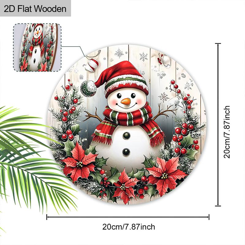 Christmas Decoration Sign,indoor Hanging decorations,2D Flat Wooden Products with Christmas Snowman patterns,Christmas Gifts for Friends and Family