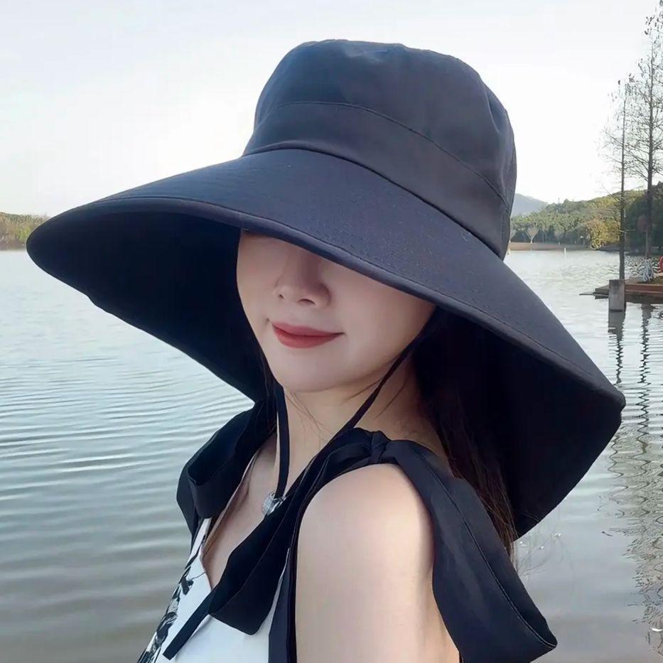 Big brim sun protection hat women's new face cover shawl UV protection summer sun cycling sun hat seaside