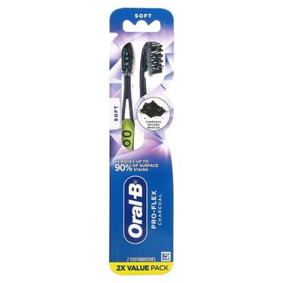 Pro-Flex Charcoal Toothbrush, Soft, 2 Toothbrushes