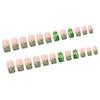 Green Glitter French Clover Artificial Nails 24 Pieces Short Matte False Nails For Daily Use