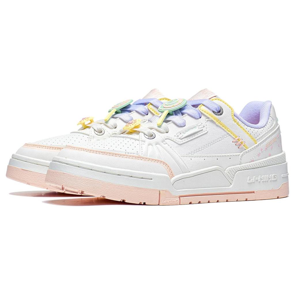 Li Ning Campaign 1.5 Slip Resistant Abrasion Resistant Low top Skateboard Shoes Women's White Pink Purple AGCT266-5