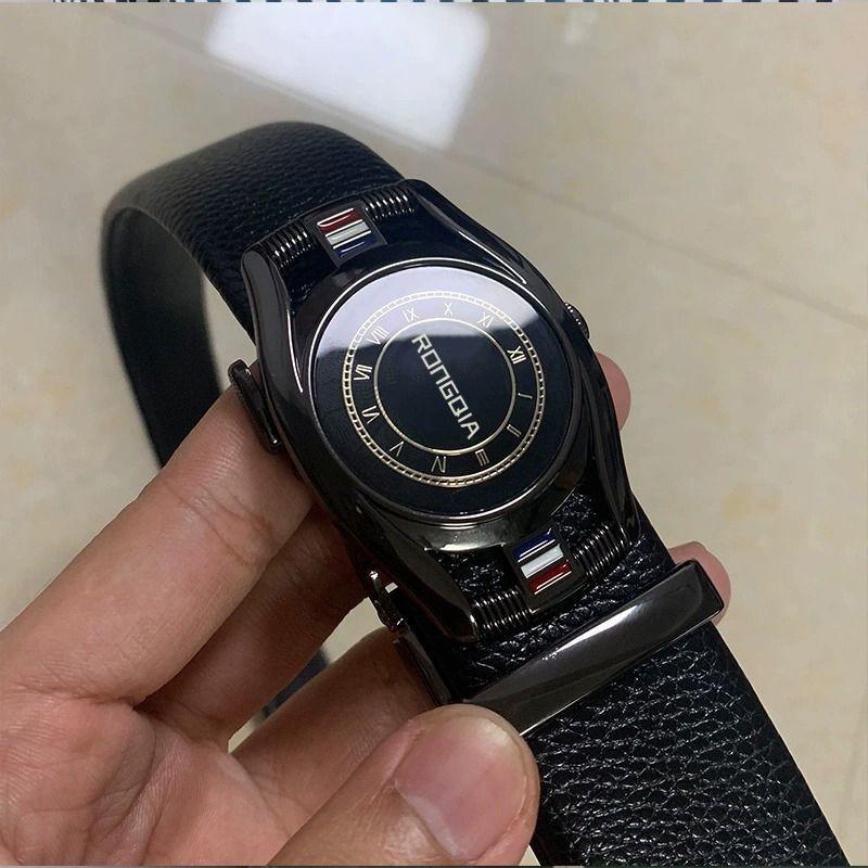 Stylish Automatic Buckle Black Belt For Young Men Casual Business Wear 105cm To 125cm