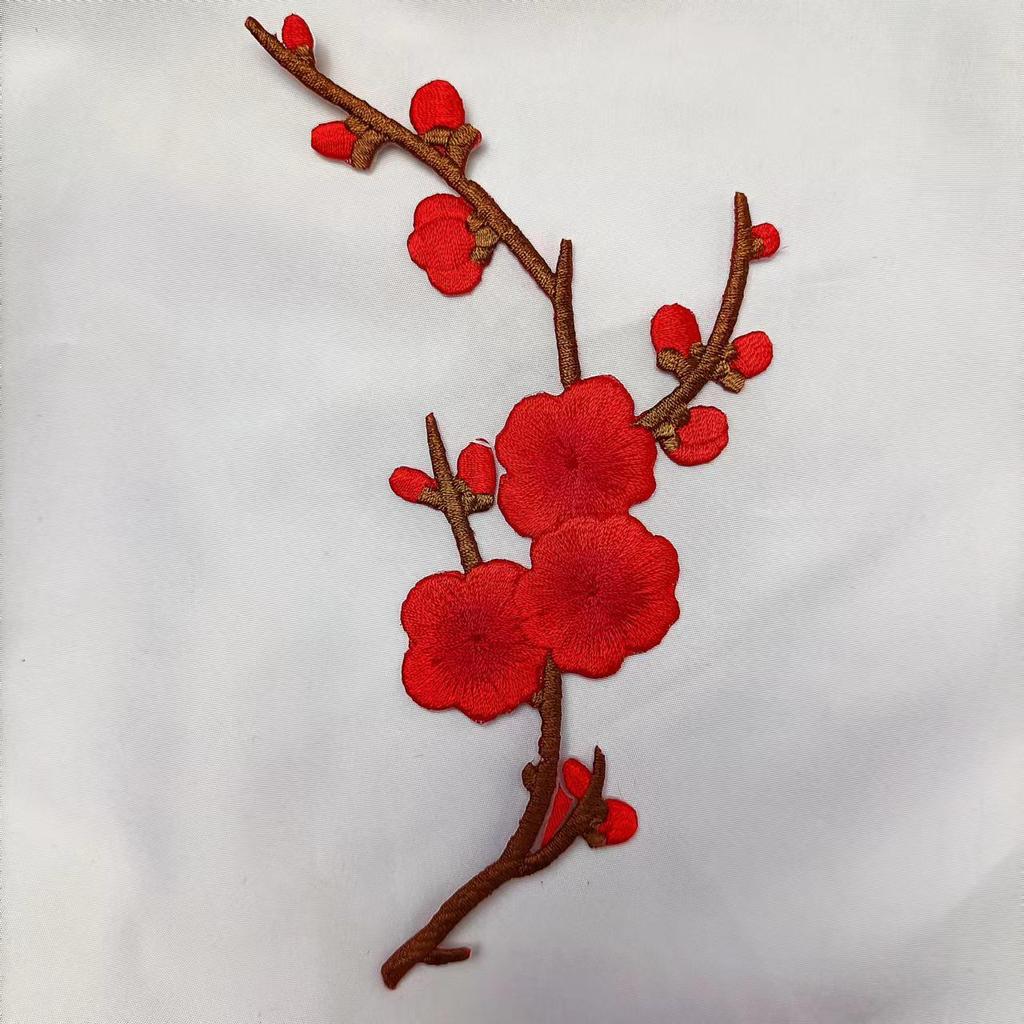 Plum Blossom Velcro Embroidered Patch for DIY Clothing & Accessories