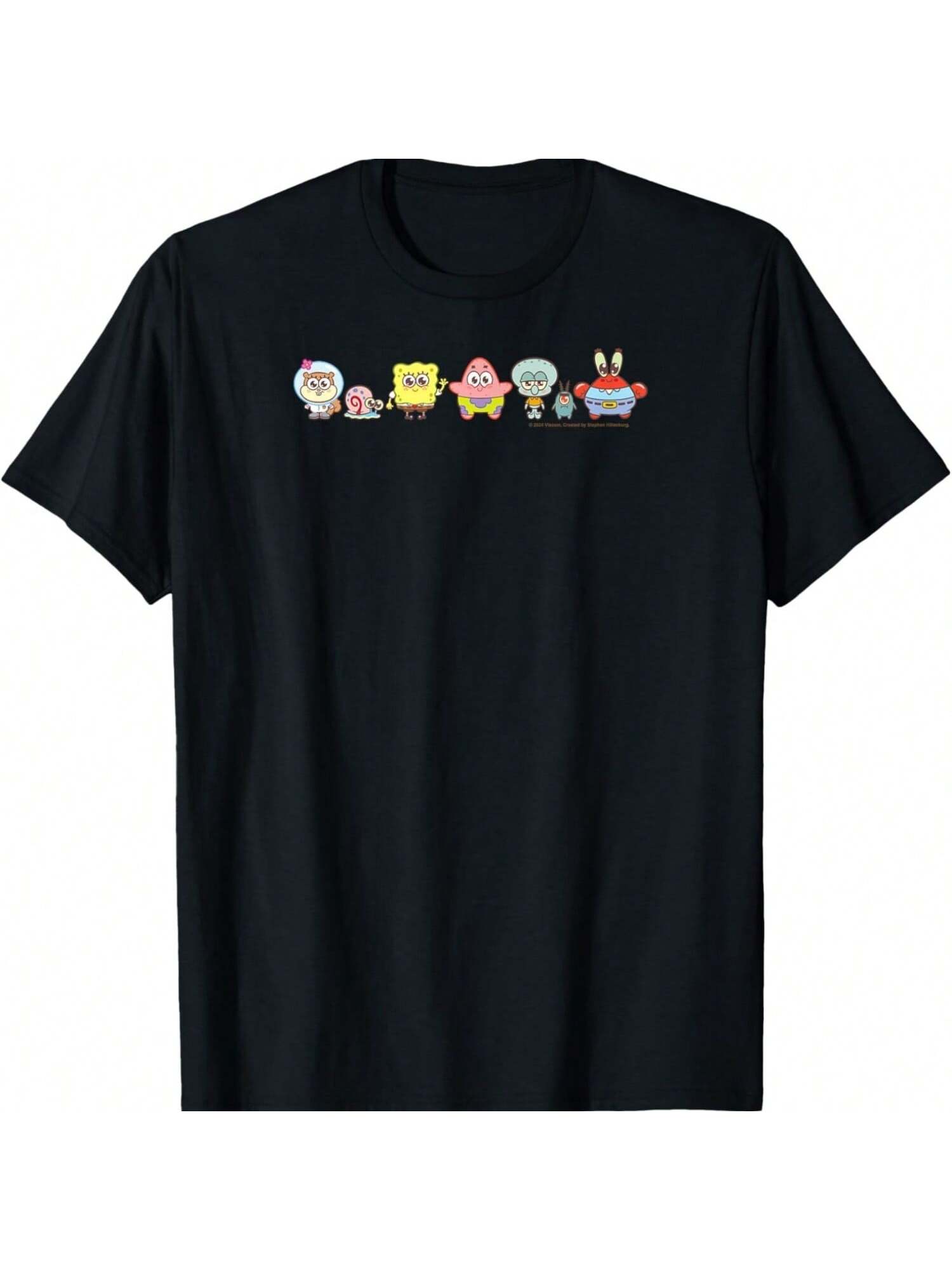 

Camiseta unisex para niños y jóvenes de Bob Esponja de Nickelodeons - Fondo de Bikini con personajes adorables XXXXXL чёрный