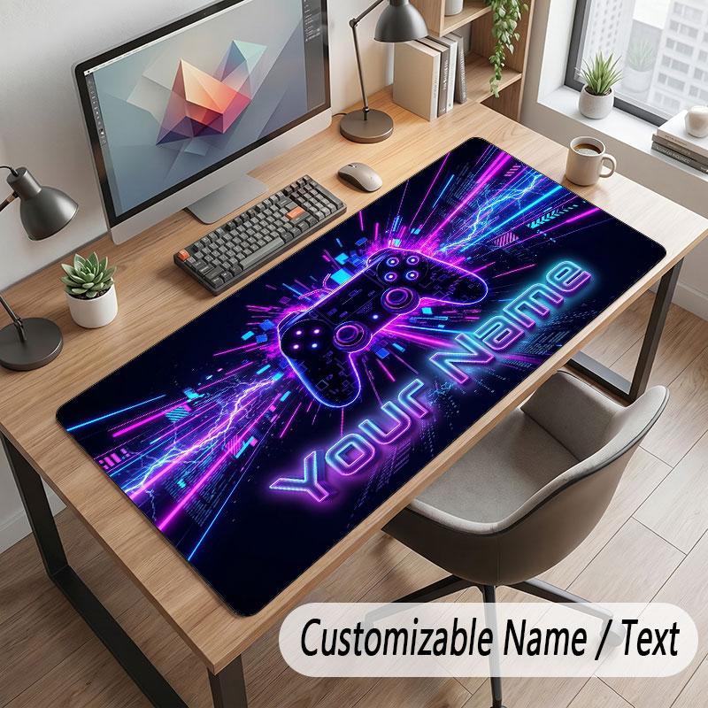 Game Controller Theme Customized Mouse Pad Personalized Print Name Text Desk Mat For Home Office Table Decor