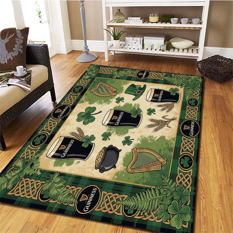St.Patrick's Day cloverPattern Square Carpet,Area Rug,Carpet Rug for Living Room Bedroom Sofa Playroom Decor,Non-slip Floor Mat,Holiday Birthday Gifts