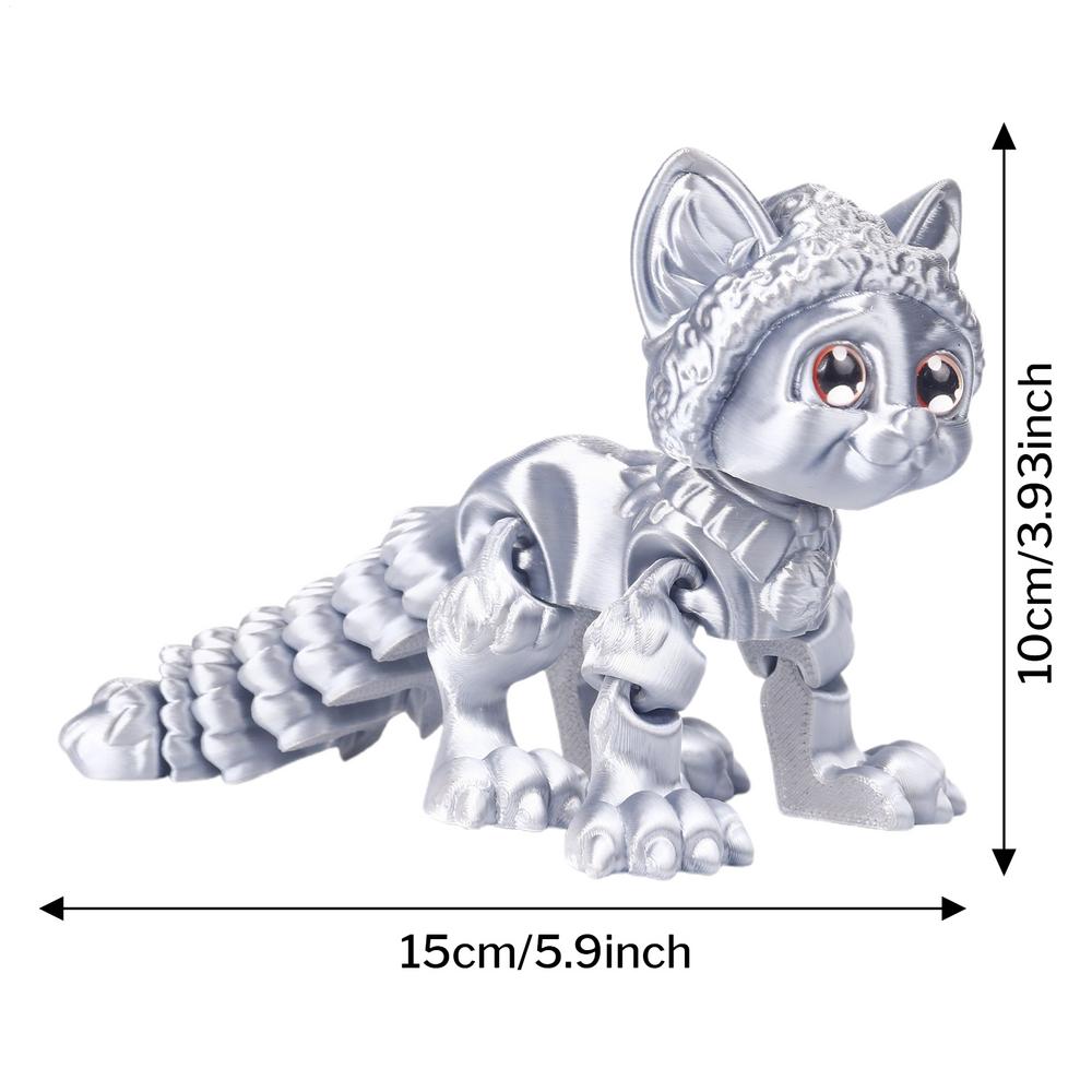 

3D Printed Cat Animals Toy Moving Cat Fidget Toy Cartoon Movable Animal Figurine Pet Home Decor Ornament Toys for Cat Lover серебряный