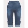 Plus Size Women's Slim Fit Elastic Cuffed Denim Bermuda Shorts