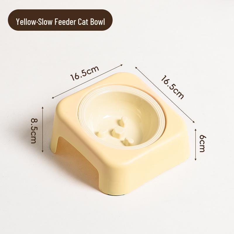 Slanted Double Cat Bowl - Anti-tip, Stainless Steel, Detachable, Washable, Anti-black Chin Cat Food and Water Bowl.