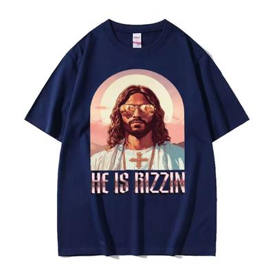 On Ls Rizzin Jezus Rap Wielkanocny Koszulka z Jezusem T-shirt Męskie Ubrania Hip Hop Humor Styl Koszulka Top Unisex Komfort 100% Bawełna Koszulki