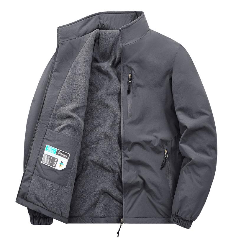 Herbst/Winter 2025 Herren Wasserdichte Jacke mit Stehkragen - Lässig, Einfarbig, Für mittlere und ältere Jahre.