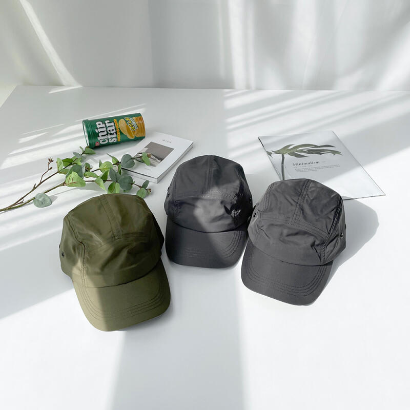 Men s Camp Cap Basic Poly Cap Brim Hat C4801_Black