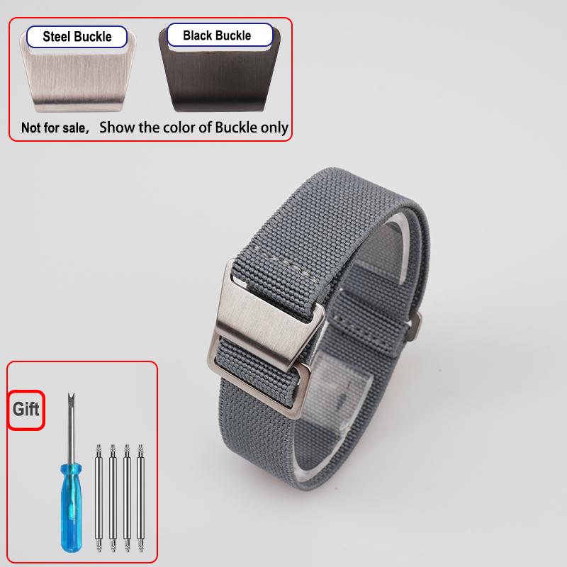 60s French Troops Parachute Bag Elastic Watch Strap 18 20mm 22mm Nylon Watchbands Man's Universal Ballistic Fabric Wristband