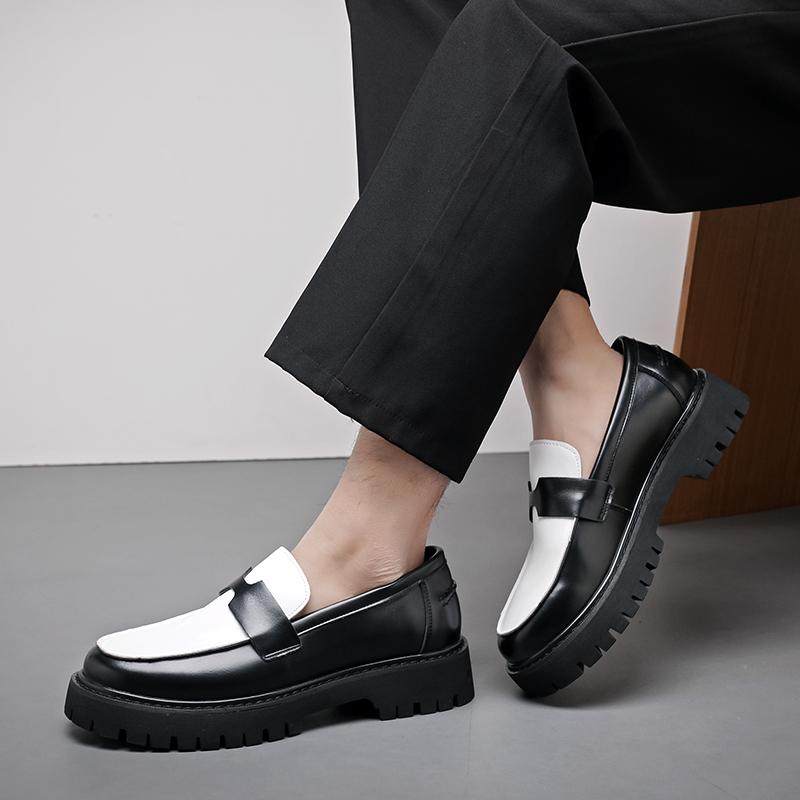 Fashion New Men Fashion Loafers Black Platform Non-slip Lightweight Comfortable Brand Leather Shoes Gentleman Social Shoes Men 38-46