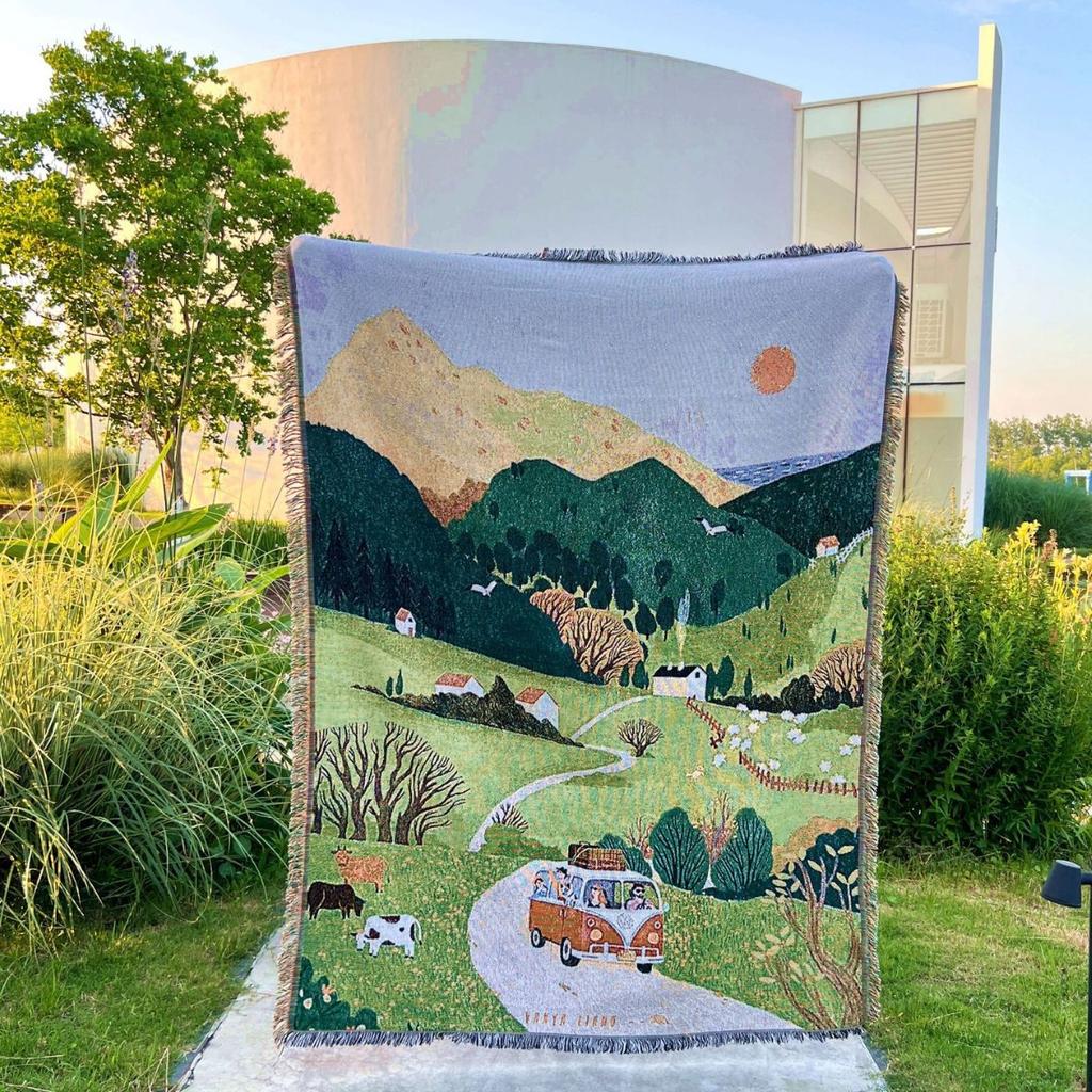 Landscape Throw Blanket Home Decoration Aesthetic Tapestry Outdoor Camping Blanket Sofa Cover Nap Bed Cover Picnic Tablecloth