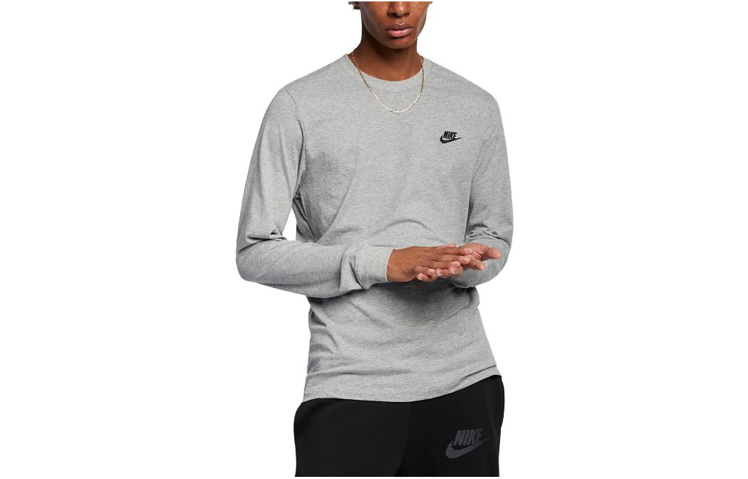 Nike T Shirts Men s Light Gray Crew Neck Moderate Straight Fit AR5193-063 XL
