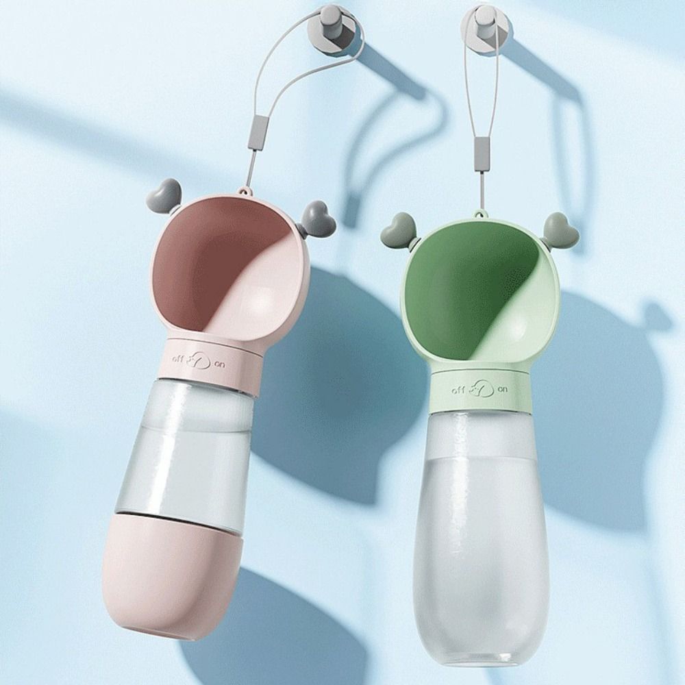 2 In 1 Outdoor Dog Water Bottle Leak-Proof Transparent Pet Feeder Lightweight with Strap Dog Water Dispenser Small Medium Pets