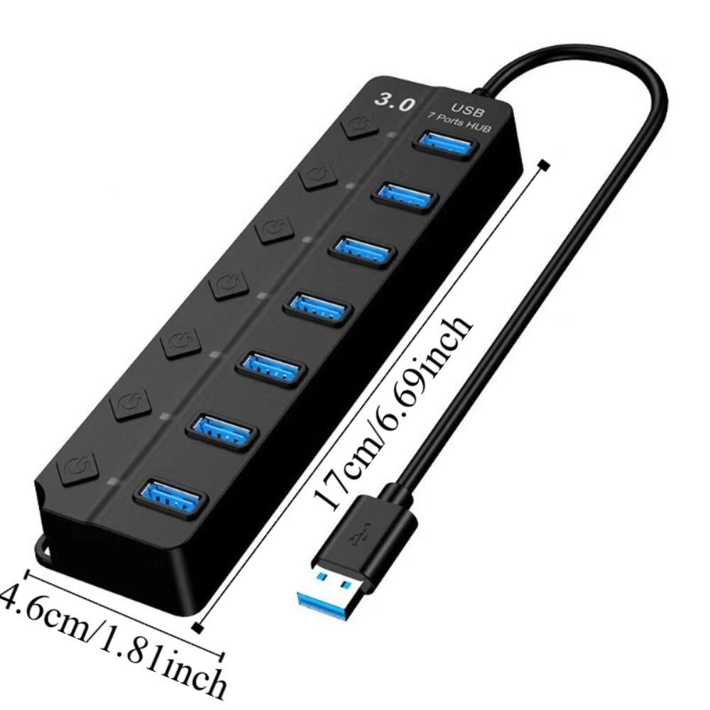 Independent Switch USB 3.0 Hub 7 In 1 USB High-speed Extender  for Laptop/Computers/Keyboard/U Disk
