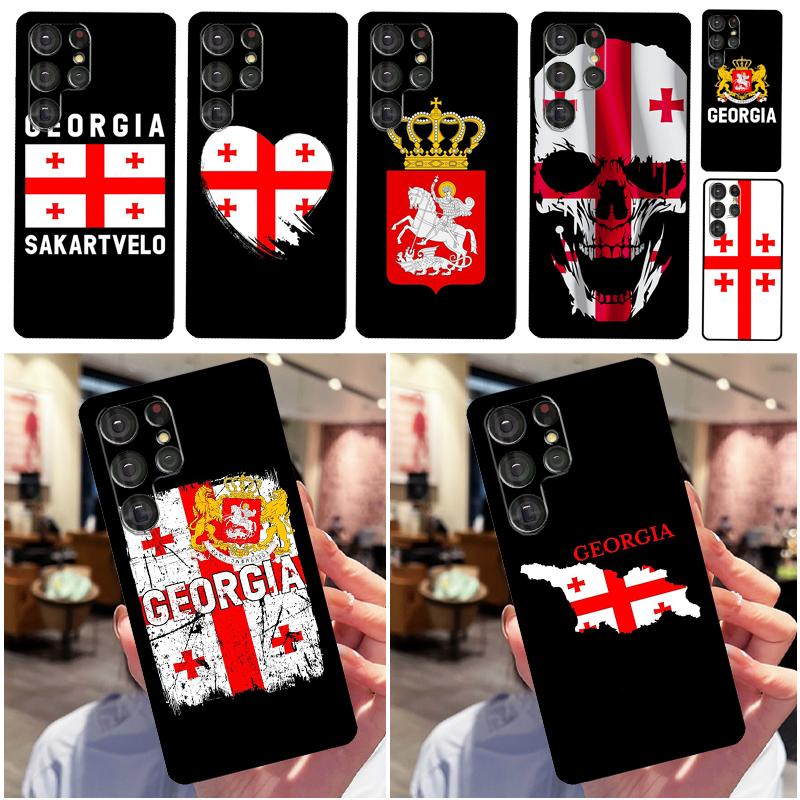 Georgia Flag Phone Case For Samsung Galaxy S25 Ultra S9 S10 S20 S22 S21 FE S23 S24 Plus Back Cover Shell
