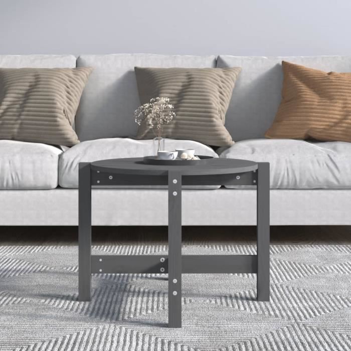VidaXL Coffee Table Grey Ø 62.5x45 Cm Solid Pine Wood 822304