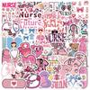 50 stuks Roze Strik Verpleegster Stickers Stethoscoop Naald DIY Decoratie voor Boek Envelop Telefoon Computer Leuke Doodle Stickers